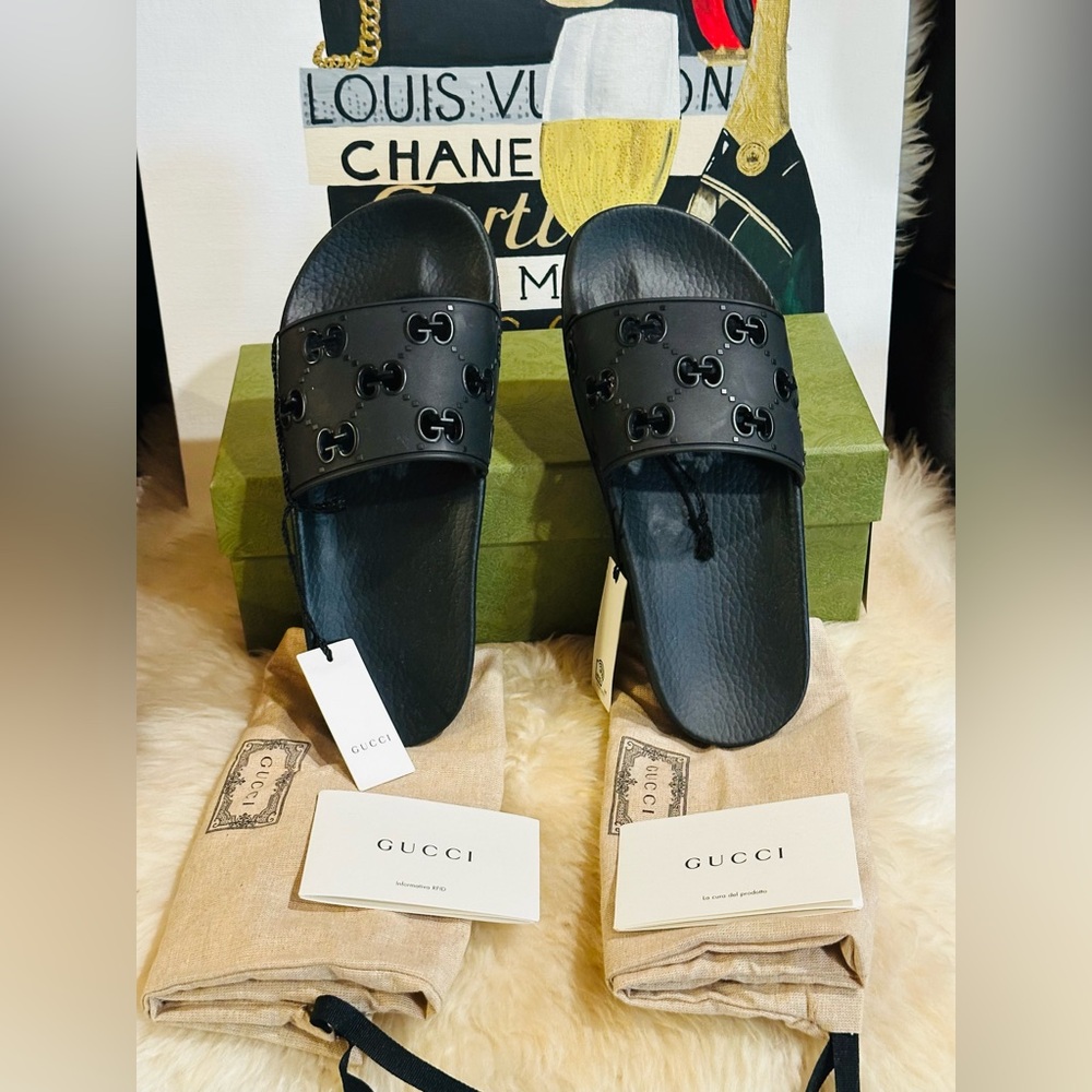 🔥 NIB GUCCI SLIDE GG JUMBO Embossed Full Inclusion Size 38 (24.5 Insole) - Picture 11 of 16
